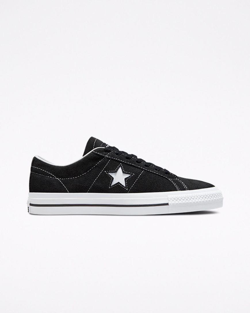 Zapatillas Skate Converse CONS One Star Pro Suede Hombre Negras Blancas | PE 8405EW